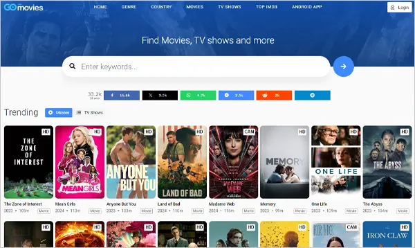 GoMovies Interface