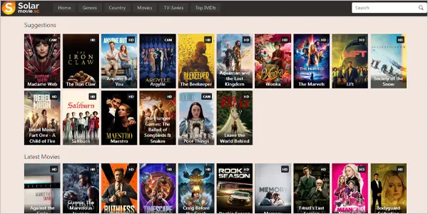 Solar Movies Interface