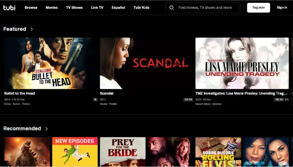 TubiTV Interface