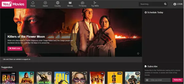 YesMovies Interface