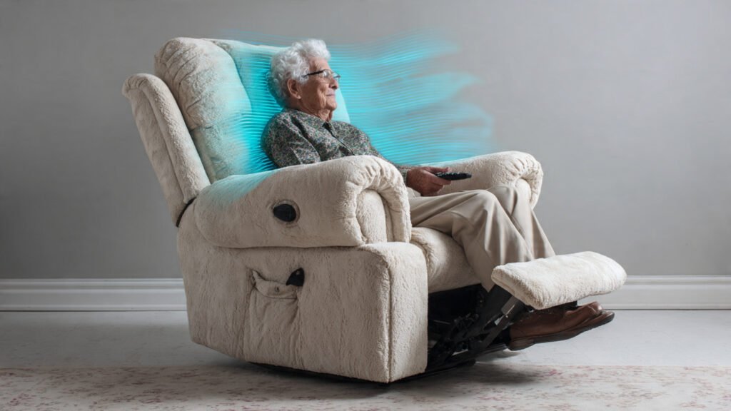 Reclining chair for seniors with heat and massage features for pain relief