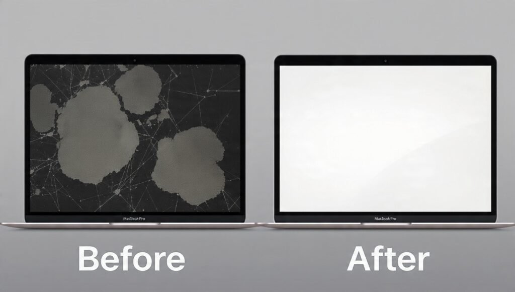 MacBook Pro running a screensaver to prevent display burn-in